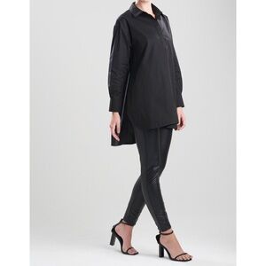 NATORI Cotton Poplin Oversized Half Placket Shirt Black | XL